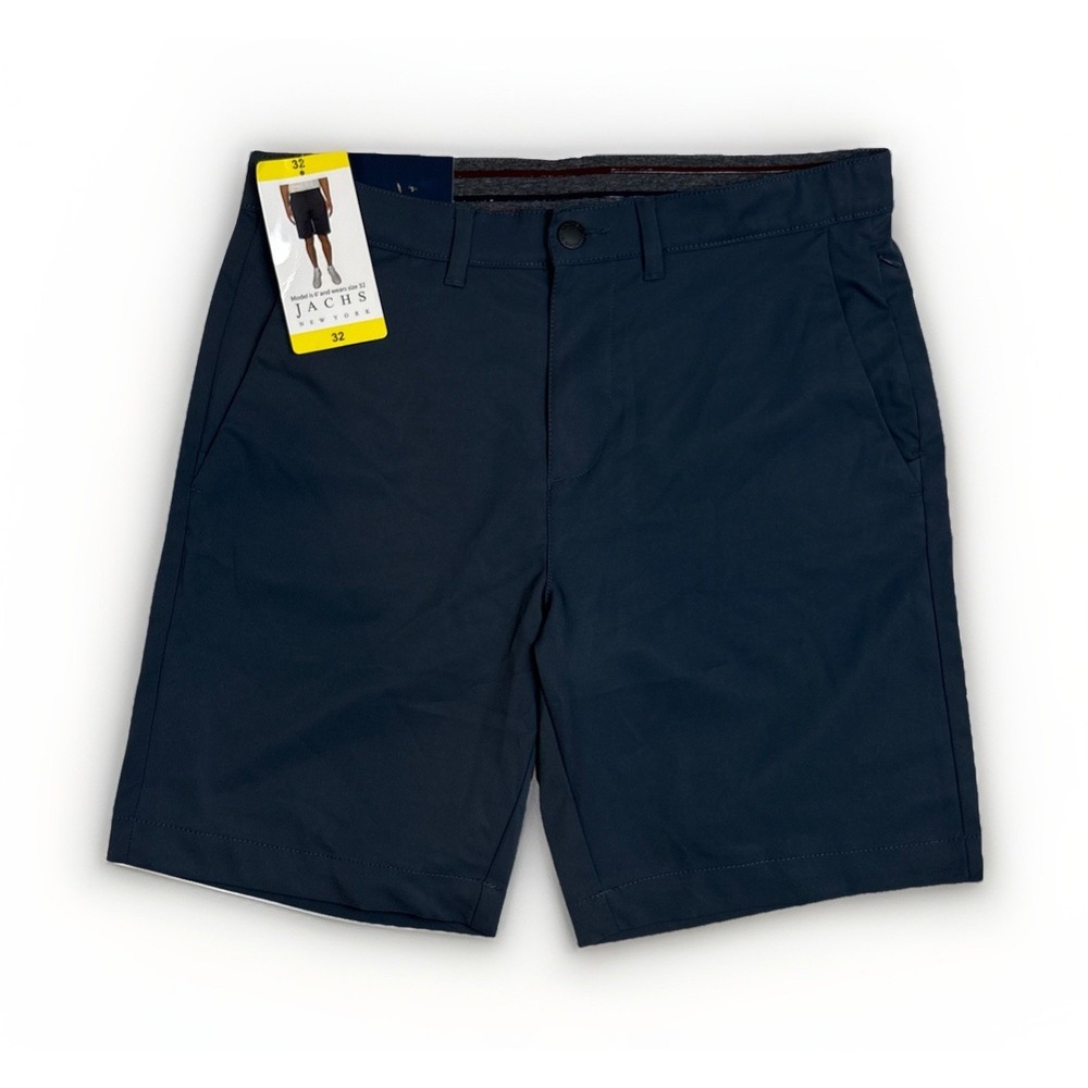 Jachs New York Performance Short Blue Chinos Stretch Zipper Pocket Mens Size 32